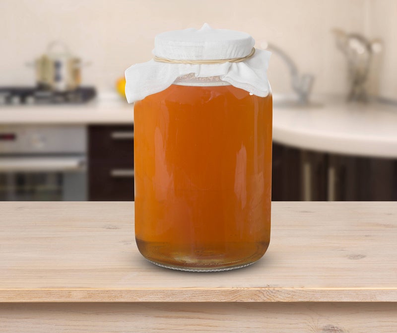 kitchentoolz 1 Gallon Glass Wide Mouth Kombucha Brewing Mason Jar - Home Brewing and Fermenting Kit with Cotton Cloth Filter, Rubber Band and Plastic Lid (1 Jar) - Image 2